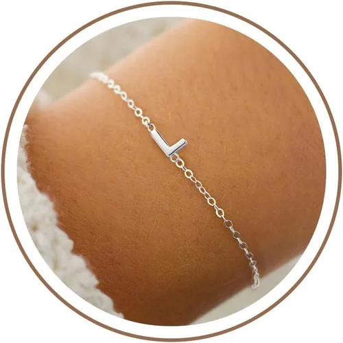 Vista 30 de Turandoss - Pulseras de oro con iniciales para mujeres y niñas - Joyería ideal para regalo - Pulsera chapada en plata u oro de 18 k con letras