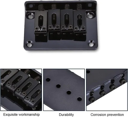 Vista 3 de Bnineteenteam Puente de guitarra eléctrica, puente de metal fijo para sillín rígido para caja de cigarrillos de 4 cuerdas, Ukelele de bajo con juego