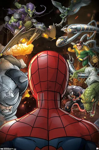 Vista 11 de Trends International Marvel Comics - Póster de pared de Spider-Man - Villains, 14.725 x 22.375 pulgadas, versión enmarcada de madera de granero