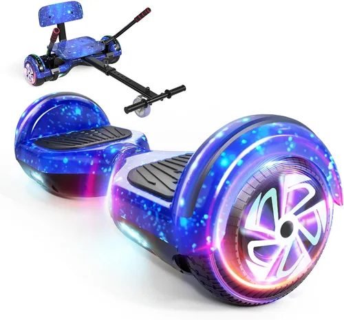 Vista 9 de LIEAGLE Self-Balancing Scooter with Seat Attachment Adjustable Frame All-Terrain Go Kart with LED Lights, Bluetooth Speaker, 7.75 MPH Max Speed
