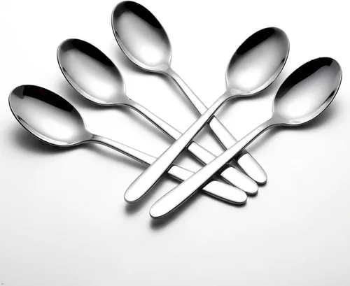 Vista 7 de Kekow Cucharas de postre de acero inoxidable de 12 piezas Mango ergonómico suave, acero inoxidable de grado alimenticio, uso para té, café