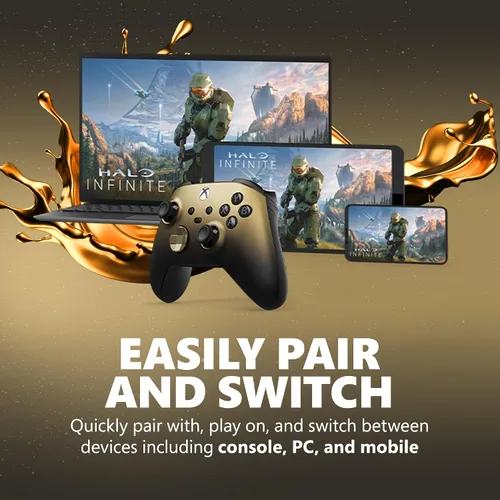 Vista 4 de Xbox Special Edition Wireless Gaming Controller Gold Shadow Xbox Series XS, Xbox One, Windows PC, Android, and iOS
