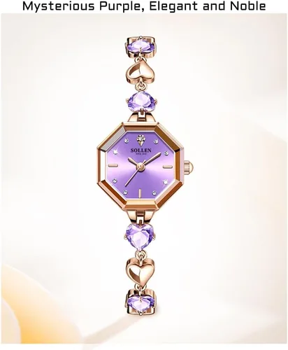 Vista 5 de SOLLEN Reloj de cuarzo para mujer, relojes analógicos de cuarzo de moda impermeables para mujer