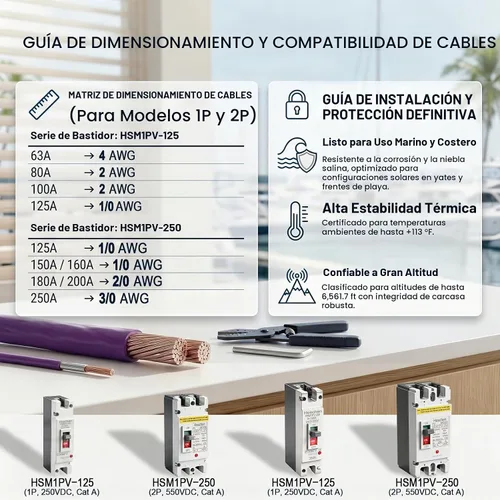 Vista 6 de Interruptor de desconexión de batería Heschen 63A 550V DC Disyuntor solar