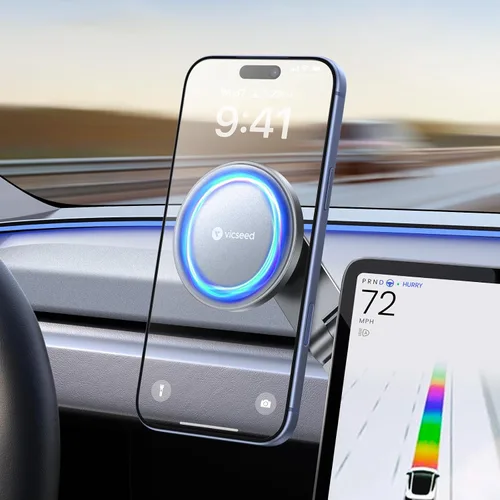 Vista 12 de VICSEED Soporte para teléfono Tesla. Potencia magnética más fuerte: soporte plegable oculto para teléfono Tesla compatible con todos los teléfonos