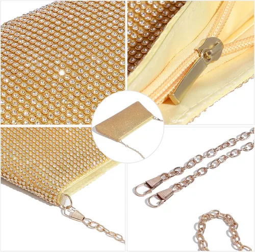 Vista 5 de YUWITA Bolso de noche con diamantes de imitación para mujer