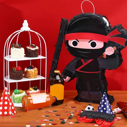 Vista 4 de Piñata ninja de Halloween con murciélago y vendas