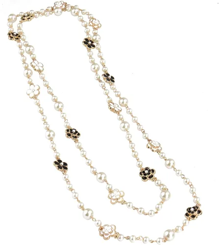 Vista 2 de Collar largo de perlas de imitación multicapa para mujer, Perla, Perla