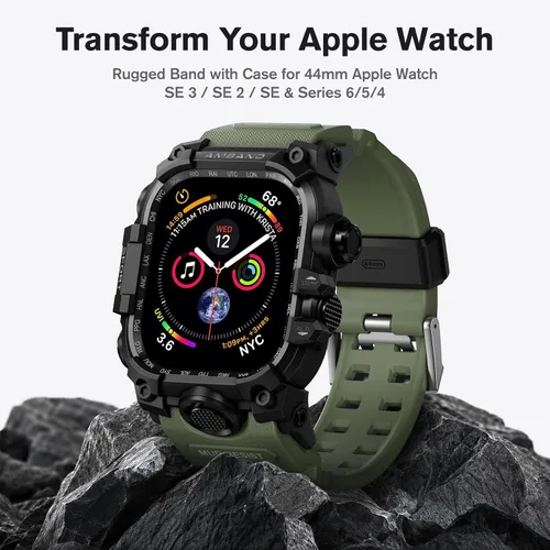 Vista 4 de amBand - Carcasa compatible con Apple Watch SE 3/SE 2/SE/6/5/4 de 1.732 pulgadas, M3 de 1.732 pulgadas, resistente correa táctica, protector