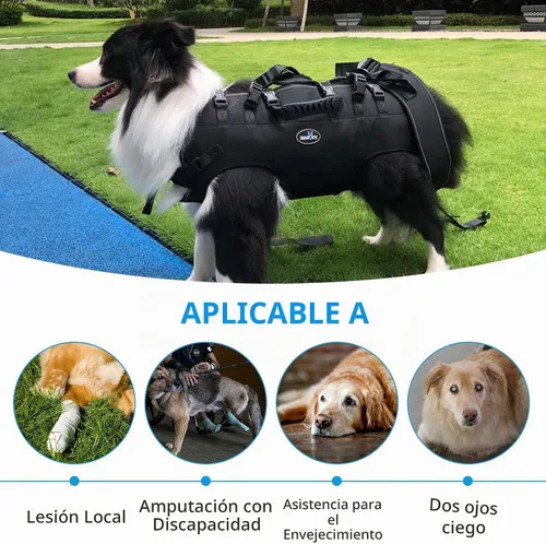 Vista 5 de Arnés de elevación para perros, soporte y rehabilitación con cabestrillo ajustable acolchado y transpirable Arnés de elevación para perros