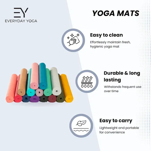 Vista 4 de Everyday Yoga Estera Deluxe, espaciosa de 72"x24" antideslizante para cómodos entrenamientos en casa, extra gruesa de 3-5mm