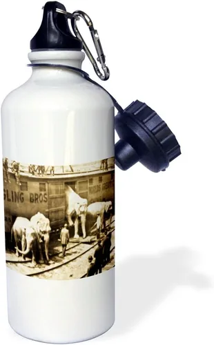 Vista 2 de 3dRose WB _ _ _ _ _ _ _ _ _ _ 16232 _ _ _ _ _ _ _ _ _ _ 1 " clásico Barnum Elefantes "Deportes botella de agua, 21 oz, color blanco