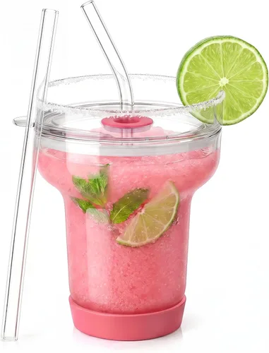 Vista 13 de Tronco Juego de 2 vasos de Martini, vaso de Margarita sin tallo de 16 onzas Rosa Coral/Púrpura Claro
