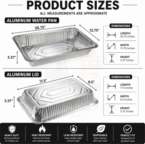 Vista 4 de Juego de 28 piezas de repuesto desechables de aluminio para bufé, incluye sartenes de aluminio, combustible de metanol, utensilios para servir