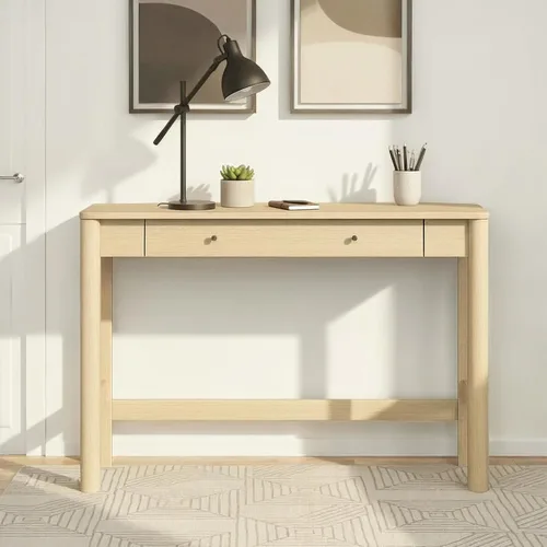 Vista 4 de Walker Edison Penelope - Escritorio moderno con cajón de almacenamiento, 44 pulgadas, roble costero