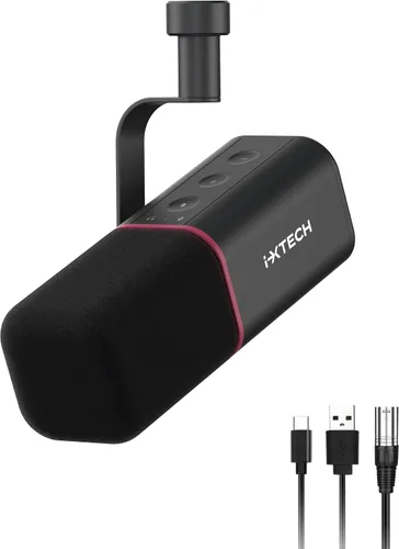 Vista 10 de IXTECH - Micrófono USB para juegos para PC, micrófono condensador con cancelación de ruido para podcasts y transmisión de video con soporte