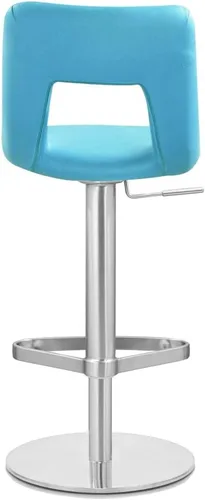 Vista 8 de ZURI Furniture Teal Jazz Taburete de bar de altura ajustable con base plana redonda