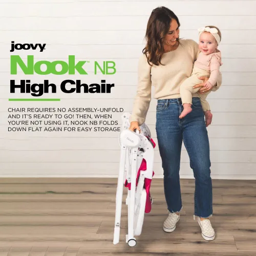 Vista 6 de Joovy Nook NB - Silla alta con bandeja abierta ajustable de cuatro posiciones, asiento reclinable de 3 posiciones y ruedas delanteras para mayor