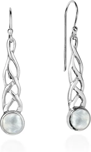 Vista 3 de AeraVida Celtic Weave - Juego de joyas de plata de ley 925 con diseño de nácar
