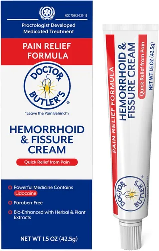 Vista 10 de Doctor Butler's Crema para hemorroides y fisuras: tratamiento instantáneo de hemorroides para aliviar el dolor con lidocaína, crema de hemorroides