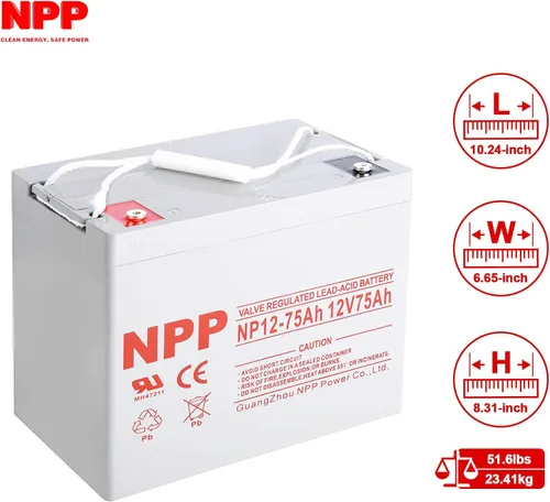 Vista 2 de NPP NP12-75Ah (2 piezas) 12V 75Ah SLA Batería Scooter Pride Mobility Jazzy Select Silla de ruedas eléctrica