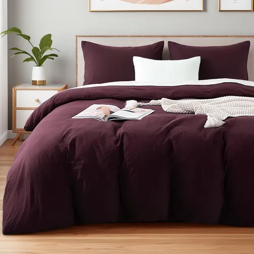 Vista 179 de NEXHOME PRO Funda de edredón Twin XL 100% algodón lavado, transpirable, duradera, texturizada, similar al lino, juego de ropa de cama para el hogar
