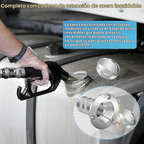 Vista 7 de Llenado/relleno de cubierta de combustible para lancha de 2 pulgadas (1.969 in) con tapa sin llave, relleno de cubierta de acero inoxidable de 2