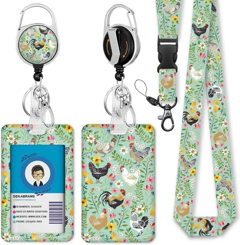 Vista 42 de Cordones negros para insignias de identificación, soporte retráctil para insignias de trabajo, cordón con soporte para tarjeta de crucero, llavero