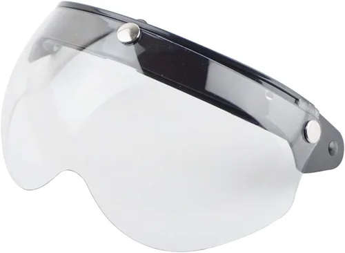 Vista 10 de Visera universal de casco retro de 3 broches a prueba de viento, visera de casco de motocicleta de media cara, lente de visera abatible