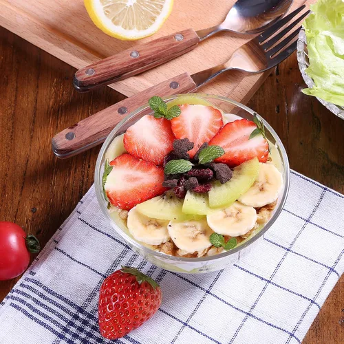 Vista 4 de Juego de 6 Cuencos Pequeños de Vidrio - Cuencos de Vidrio Transparente para Preparación - Cuencos de Servir para Postre, Dulces, Nueces, Helado