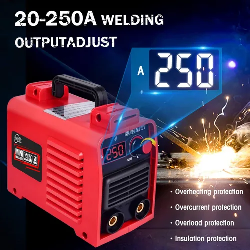 Vista 4 de Máquina de soldar, máquina de soldadura MMA-250A 110V mejorada, pantalla digital LCD IGBT, soldador de electrodo con arranque en caliente