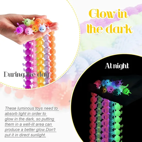 Vista 4 de Sumind 6 piezas de oruga - Juguete para ansiedad elástico, luminoso, sensorial, cuerda elástica, colorido, artículos de regalo para el día del niño