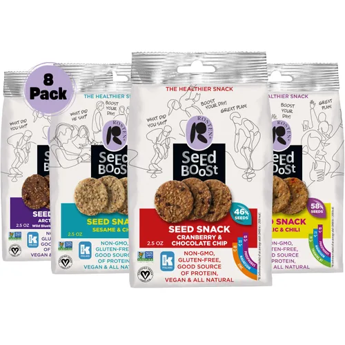 Vista 9 de ROSTEN SeedBoost - Galletas de semillas (paquete de 8) sabor a arándano y chispas de chocolate, veganas, sin OMG, sin gluten (2.5 onzas cada una)