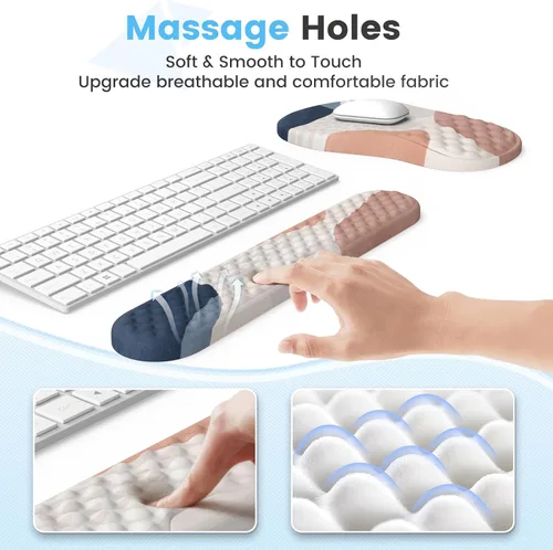 Vista 3 de HAOCOO Alfombrilla de Mouse Ergonómica con Reposamuñecas y Juego de Reposamuñecas para Teclado, Set de 3 Piezas, Alfombrillas de Mouse para Boho