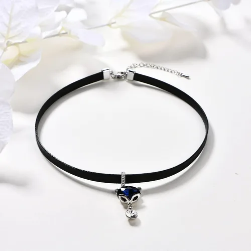 Vista 3 de LVEN - Gargantilla negra para mujer, collar de tono doradoplateado con elegante dije