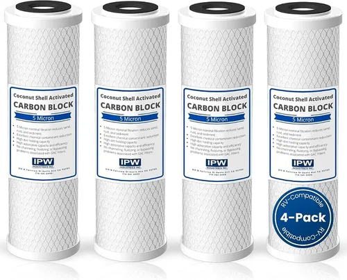 Vista 2 de IPW Industries Inc. Paquete de 2 filtros de agua Flow-Pur 8 (WCBCS-975-RV) y filtro de carbón activado para purificador de agua para sistema