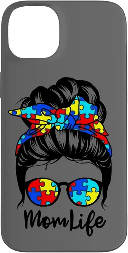 Vista 15 de Mom Life Messy Bun Hair Autism Funny Autism Case for iPhone 17
