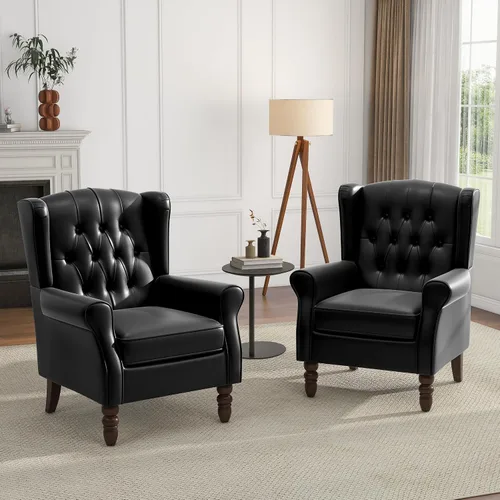 Vista 51 de High Back Accent Chair, Fabric Upholstered Armchair Wingback Chair for Living Room, Comfy Bedroom Reading Seat with Solid Wood Legs, Beige