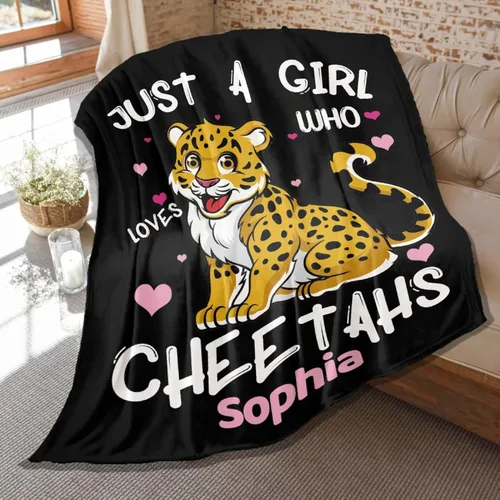 Vista 9 de Manta personalizada con texto en inglés «Just Girl Loves Cats», añade tu propio nombre, mantas de franela personalizadas para niños, perros y gatos