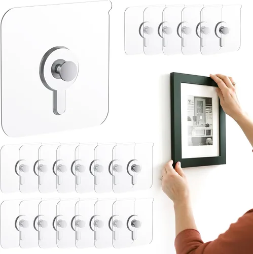 Vista 9 de 12 ganchos para colgar fotos sin clavos, carga de 20 libras, ganchos para colgar fotos, ganchos adhesivos impermeables para baño, cocina, ganchos