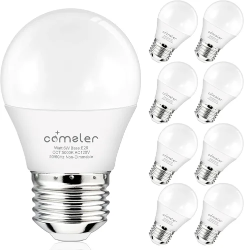 Vista 13 de comzler Bombilla pequeña de 6 W, luz blanca cálida de 2700 K, equivalente a 60 vatios, base de tornillo estándar E26 con forma A15/G45