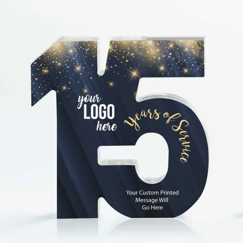 Vista 18 de Baudville Trofeo acrílico a todo color – 3 años de servicio al empleado – Transparente – Premio para empleados – Impresión personalizada de hasta