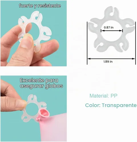 Vista 4 de Miliocry 100 clips de arco de globos, clips de globo reutilizables para arco de globos, suministros de globos de plástico para soporte, clips