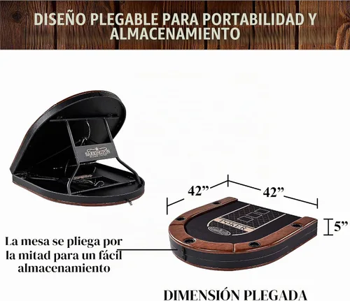 Vista 6 de Barrington Poker - Mesas de Póquer Plegables de Múltiples Estilos y Tableros de Mesa de Póquer/Colección de Mesa de Comedor, Mesas con Rieles