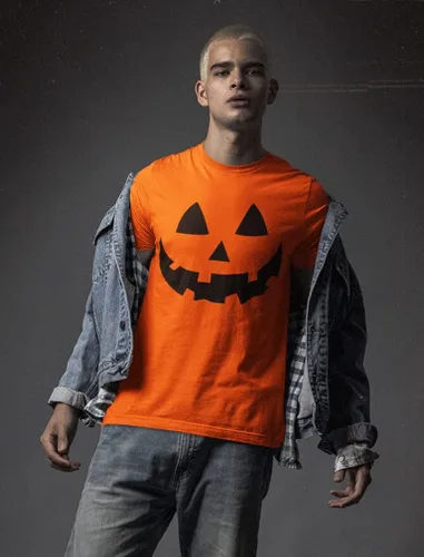 Vista 3 de Camisa de calabaza de Halloween para hombre, disfraz de Jack O Lantern para hombre