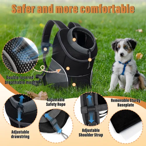 Vista 3 de YUDODO Mochila transportadora frontal para perro, ajustable y transpirable, transportadora para mascotas para perros pequeños, gatos, mochila
