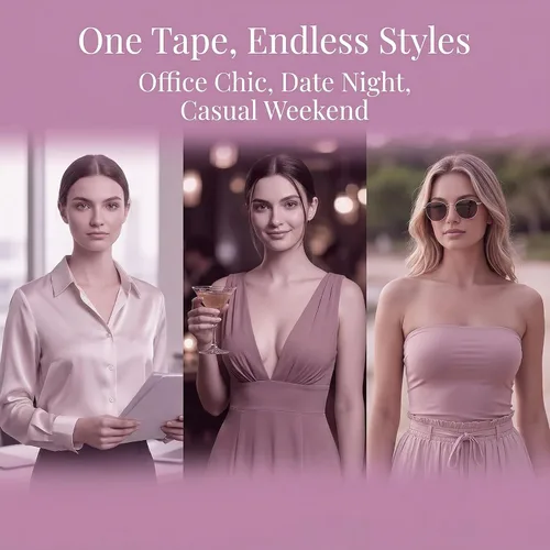 Vista 6 de Cinta de ropa de doble cara para piel y tela, cinta transparente para mujer, pegamento de moda resistente para piel y ropa, cinta de vestir