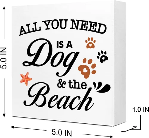 Vista 2 de Letrero de madera con texto en inglés «All You Need is a Beach» para decoración de escritorio, con cita rústica de perro, mamá, hogar, dormitorio