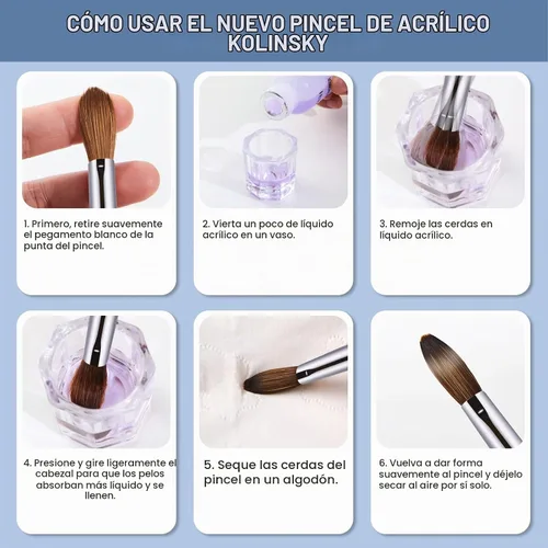 Vista 7 de Pincel para uñas acrílicas tamaño 16, pinceles de arte de uñas 100% puro Kolinsky de KEMEISI con mango resistente, forma ovalada, herramientas