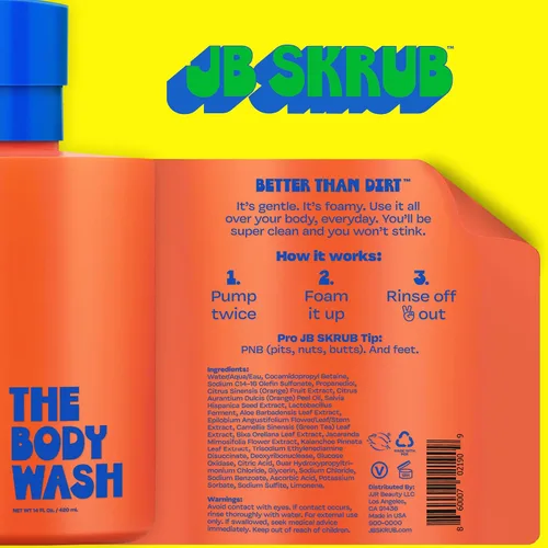 Vista 2 de JB SKRUB - El gel de baño para niños, preadolescentes y adolescentes con acción espumosa y aroma cítrico natural - Gel de baño para niños sin